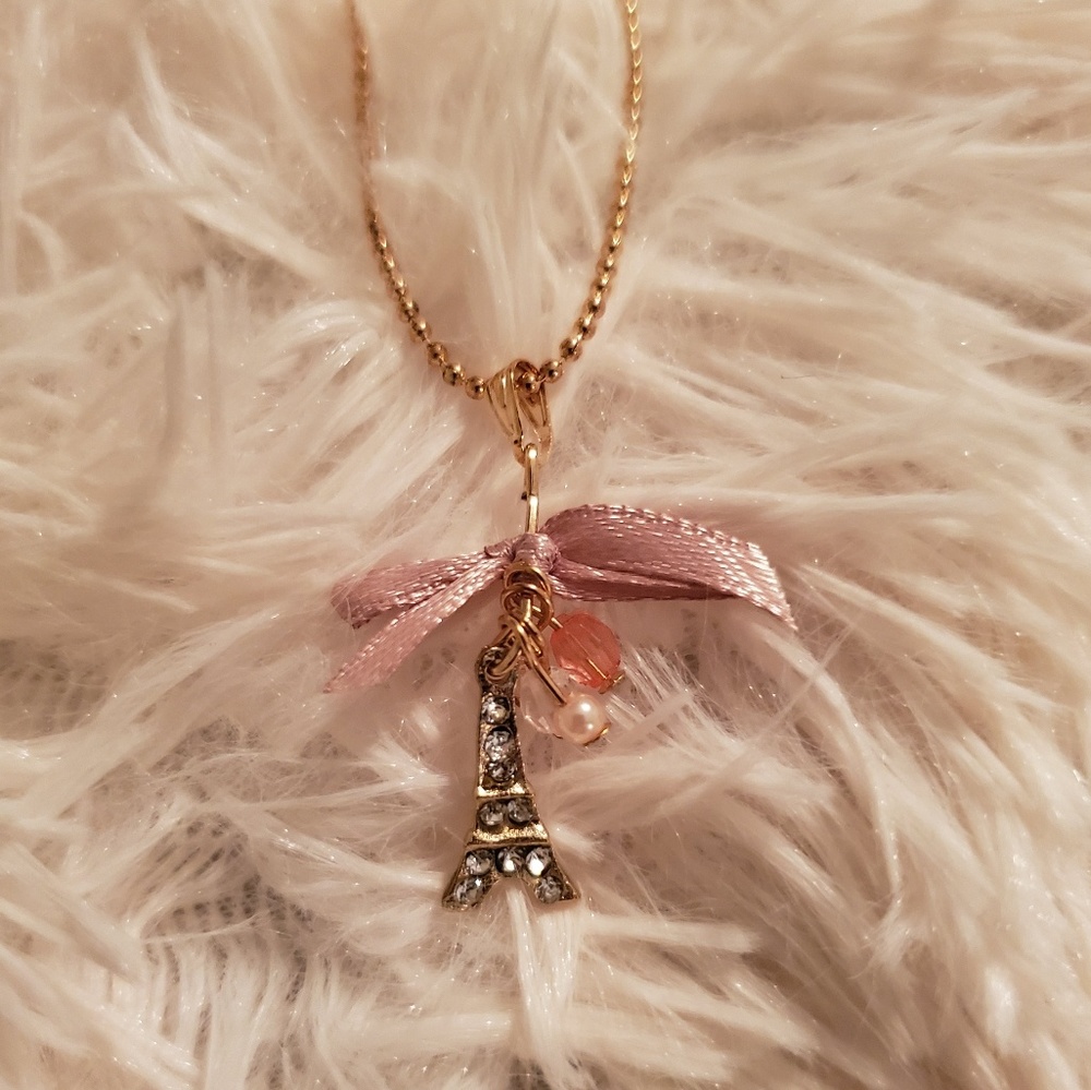 ⚜️ (3/$10) NWT Gold/Pink Eiffel Tower Necklace